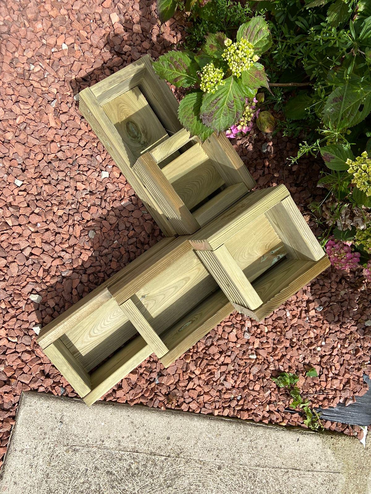 Seal Products Ltd 3 Tier Garden Patio Decking Corner Planter Treated Timbe Flowers not Included