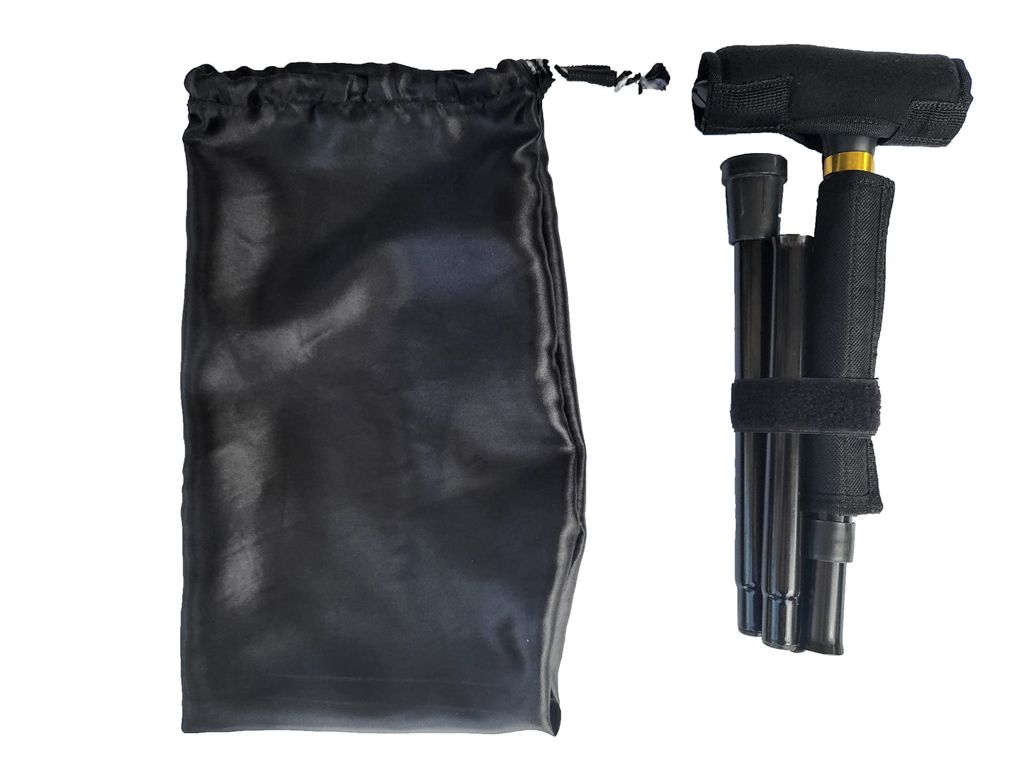 Comfy Folding Walking Stick with Grip Handle and Securing System for Travel