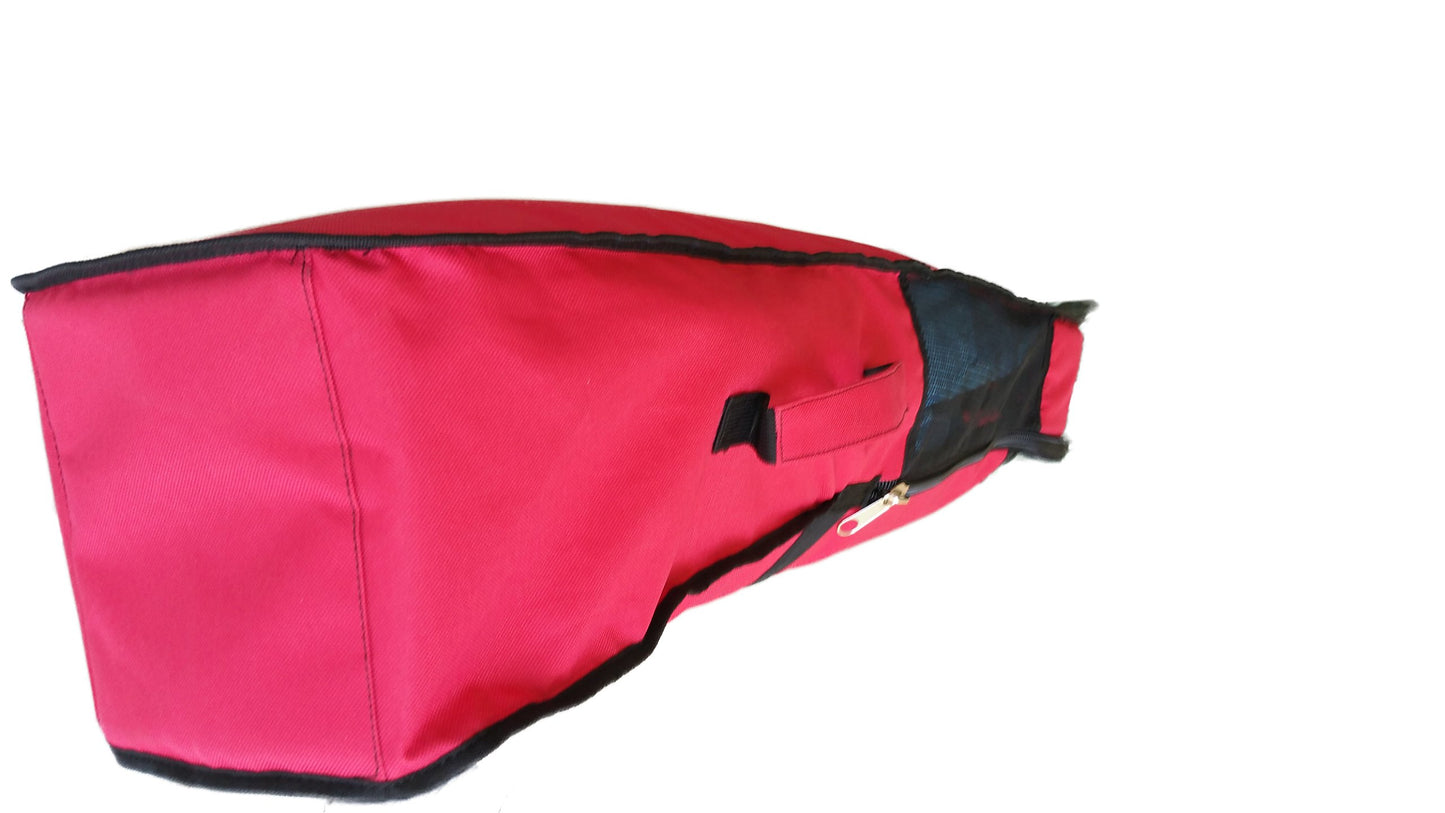 AKM SPORTS Deluxe Fin Bag with Mask Compartment, Nylon Sports Equipment Bag, 75 x 33 x 13 cm, Red and Black, Adjustable Shoulder Strap, Mesh Ventilation for Diving Snorkelling Gear