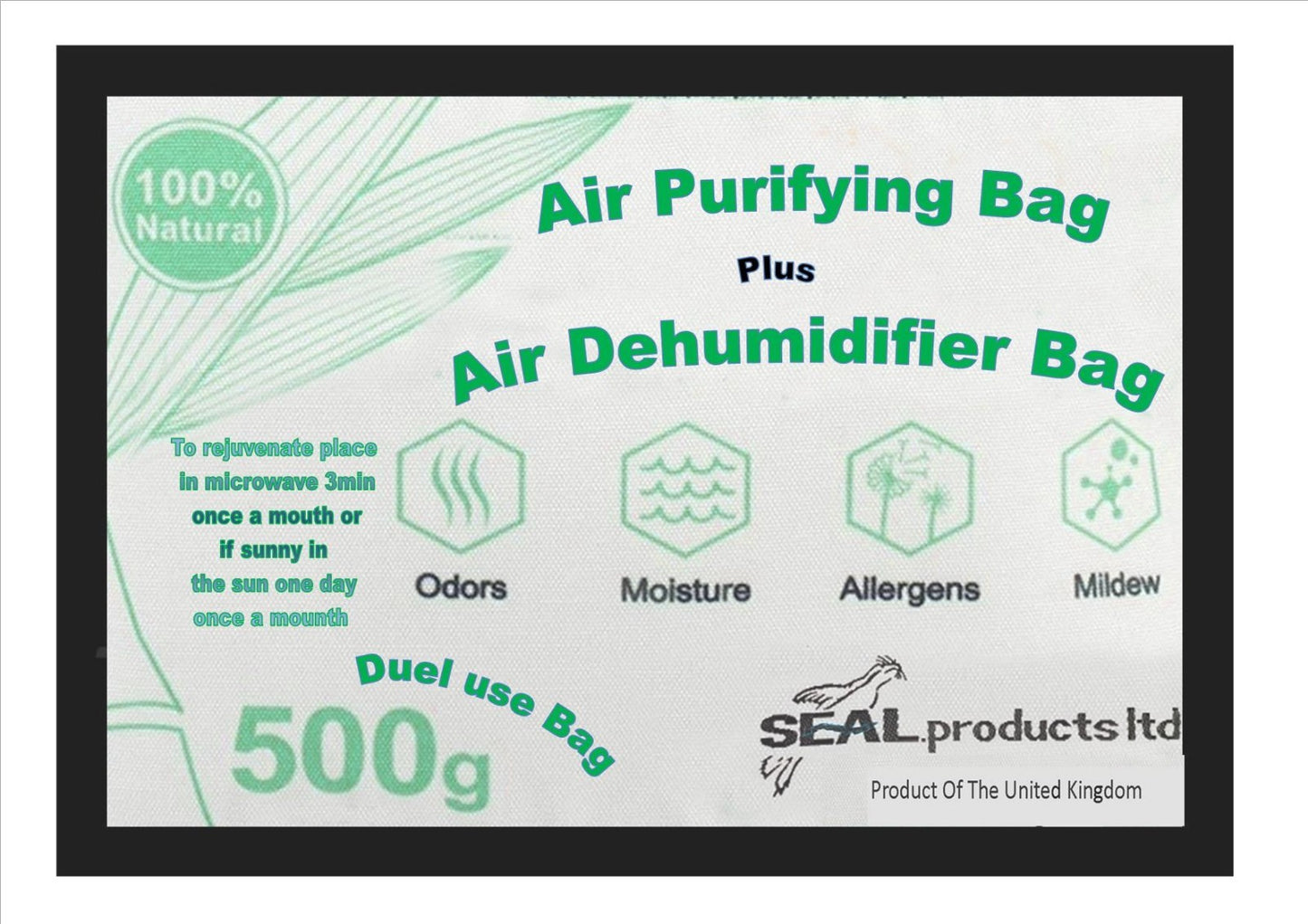 DUEL ACTION , Bamboo Charcoal Purifier + Grade A Silica  Damp Eliminator