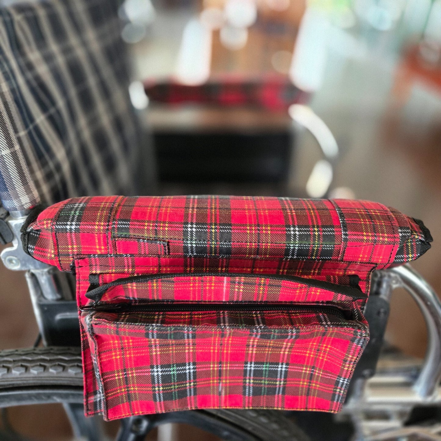 Wheelchair armrest bag  Tartan