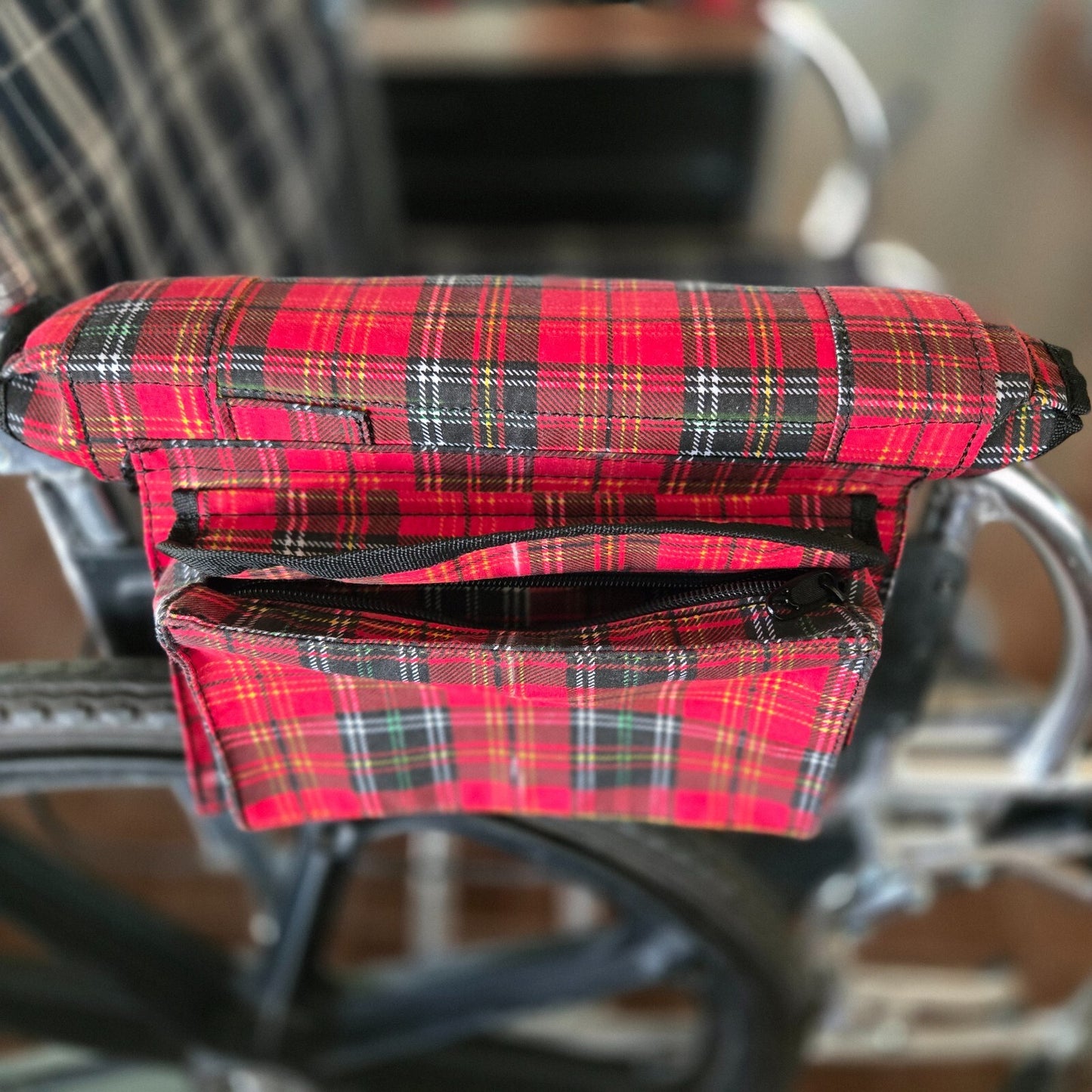 Wheelchair armrest bag  Tartan