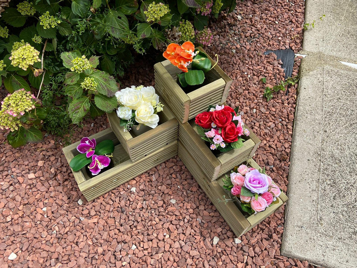 Seal Products Ltd 3 Tier Garden Patio Decking Corner Planter Treated Timbe Flowers not Included