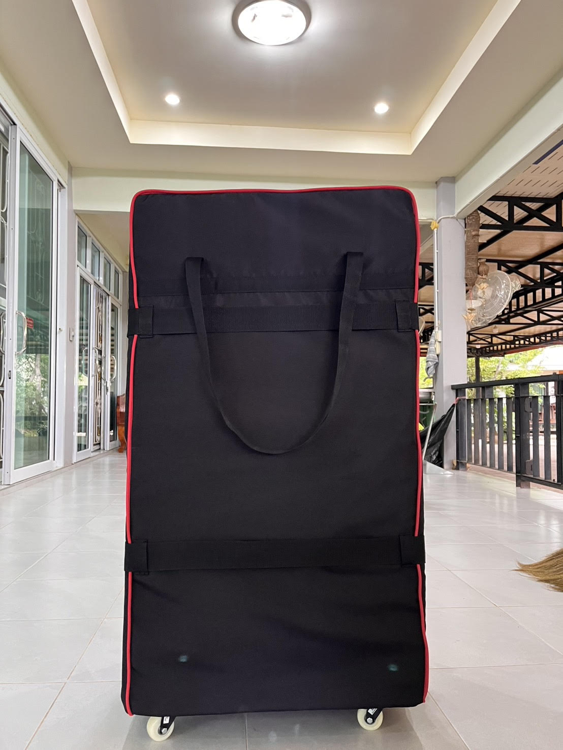 Seal Products Universal Mobility Device Travel Flight Cover, Black with Red Accents, Wheeled Storage Bag for Wheelchairs and Scooters, Protective Transport Case with Interior Dimensions 39" x 18" x 22