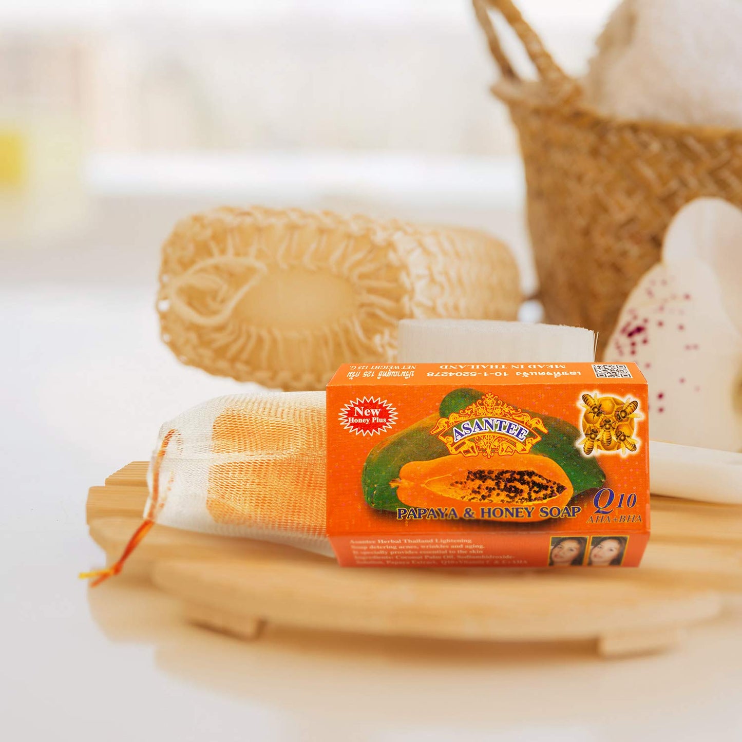 Asantee Papaya & Honey Soap + Q10 1 x 125g Bar