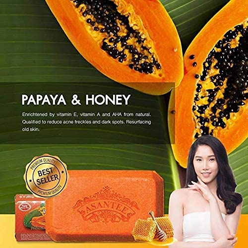 Asantee Thai Papaya Herbal Skin Soap 135 g (pack of 4)…