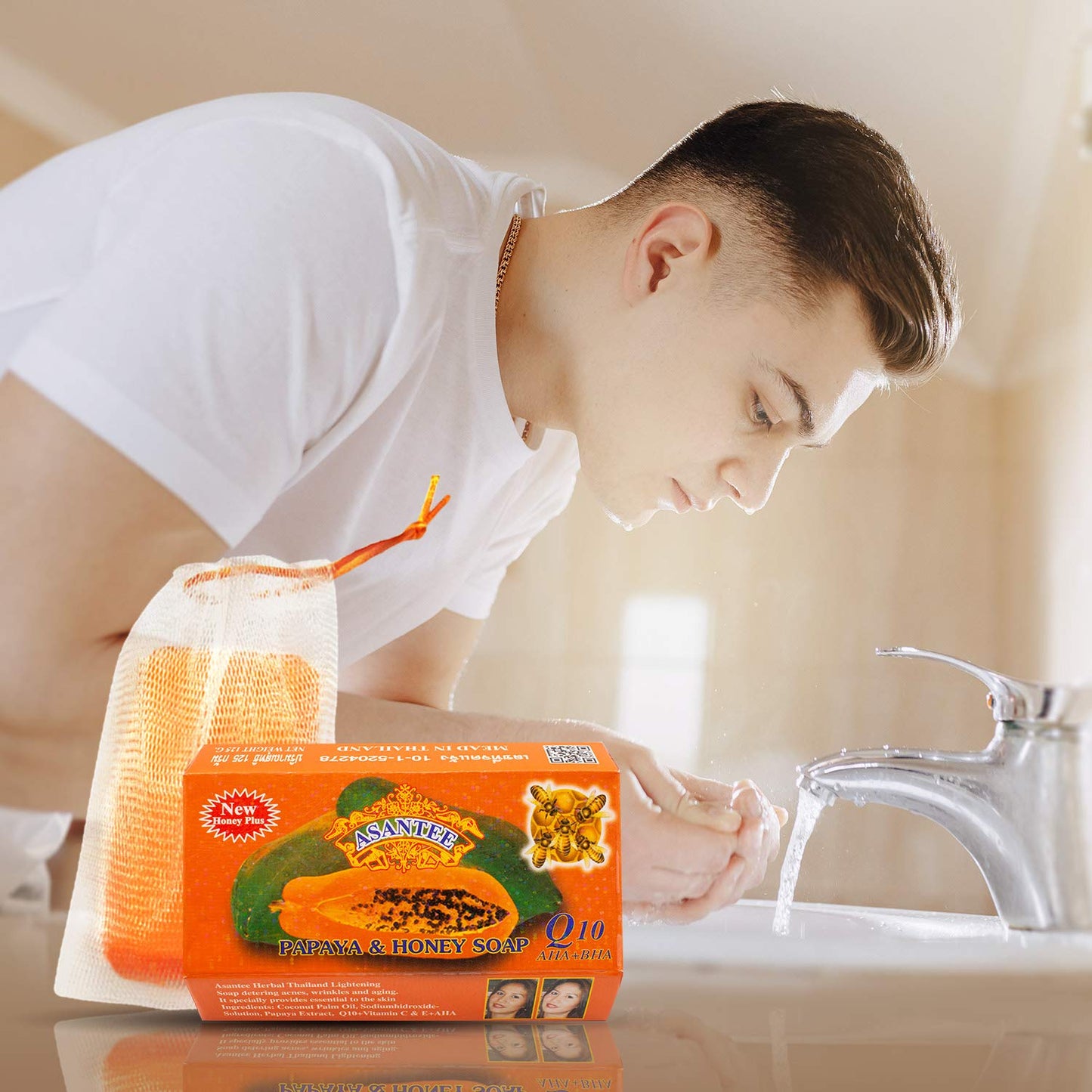 Asantee Papaya & Honey Soap + Q10 1 x 125g Bar