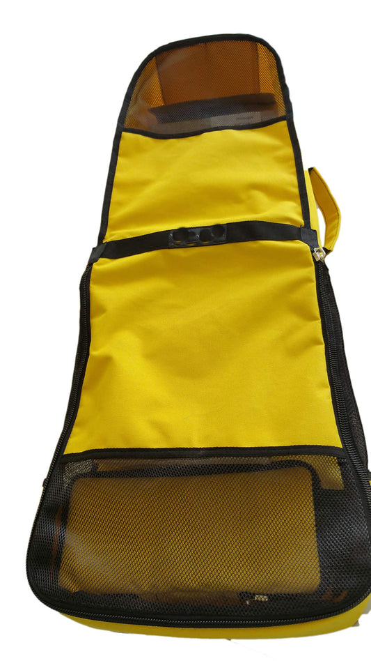 AKM SPORTS Deluxe Fin Bag with Mask Compartment, 75 x 33 x 13 cm, Nylon Sports Equipment Bag, Adjustable Shoulder Strap, Mesh Ventilation, Multiple Storage for Diving Snorkelling Gear (yellow)