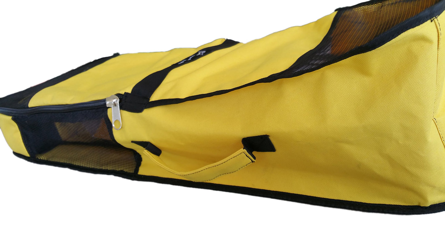 AKM SPORTS Deluxe Fin Bag with Mask Compartment, 75 x 33 x 13 cm, Nylon Sports Equipment Bag, Adjustable Shoulder Strap, Mesh Ventilation, Multiple Storage for Diving Snorkelling Gear (yellow)