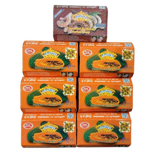 Assantee Asantee Thai Papaya Herbal Skin Whitening Soap 125g (Pack of 6),Natural Orange